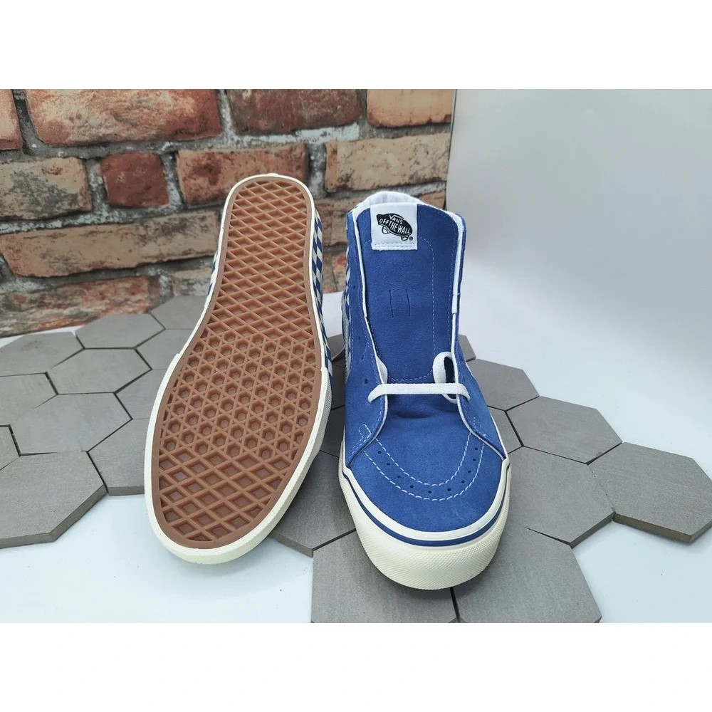 Vans Sk8-Hi Checkerboard Sidewall Classic Blue White Men Sz 11 Awake NY Style